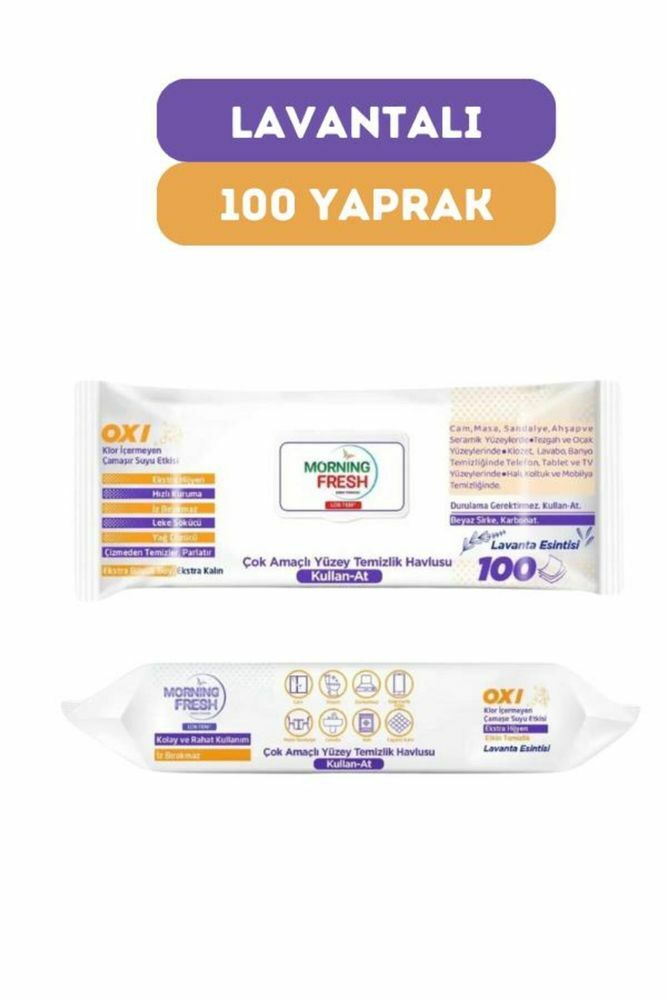 Lok Tem Islak Yüzey Temizlik Havlusu 100 Yaprak Lavanta Kokulu Sirke Ve Karbonatlı